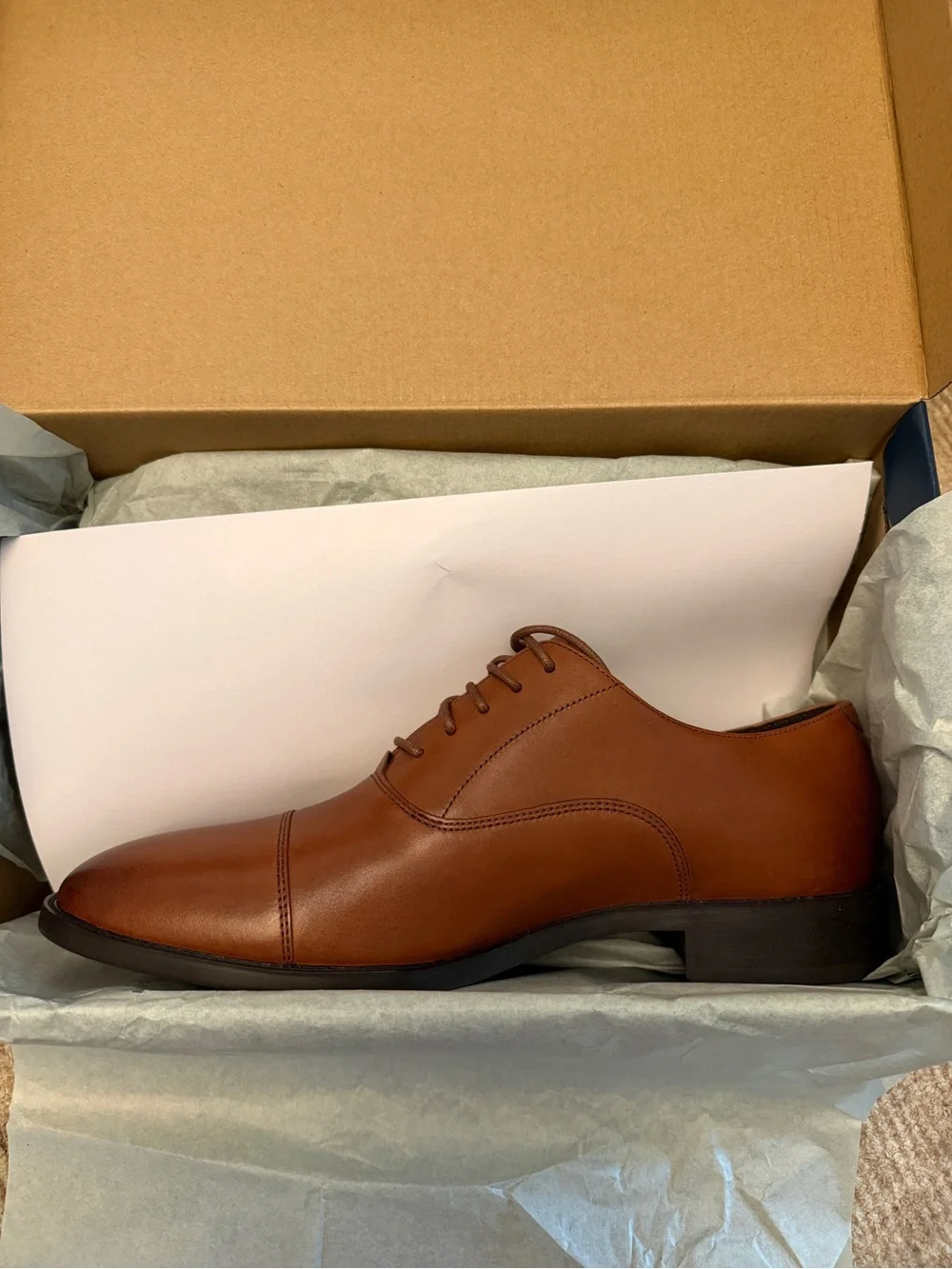 Cole Haan Brown Leather Cap-Toe Oxford Shoe